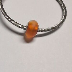 Frosted Two Tone Orange and‎ Clear Charm for Pandora Style Bracelet